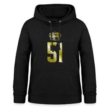 51 Zahl Krone - Frauen Hoodie - Schwarz - Vorne - AI Model Female 172 light (172cm)