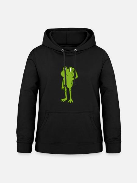 Frosch kratzt sich am Kopf - Frauen Hoodie - Schwarz