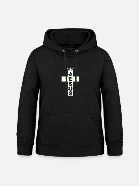Jesus Kreuz Krone Grafik - Frauen Hoodie - Schwarz