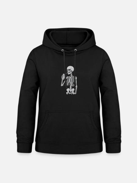 Skelett, das Strohhalm schlürft, Kunst - Frauen Hoodie - Schwarz
