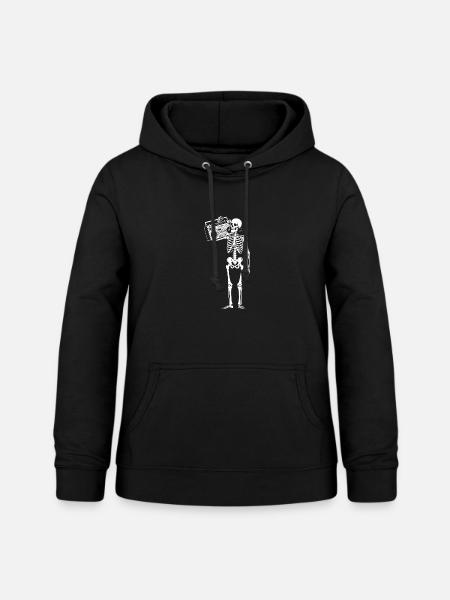 Boombox Skeleton Retro-Vibe - Frauen Hoodie - Schwarz