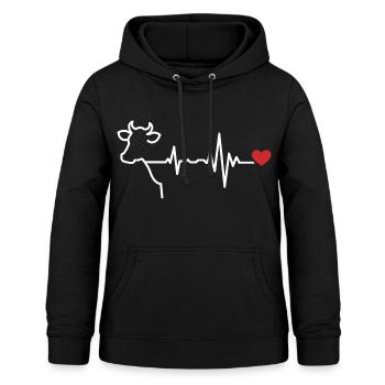 Conception de la ligne de battements de cœur de vache - Sweat à capuche Femme - noir - Devant - AI Model Female 172 light (172cm)