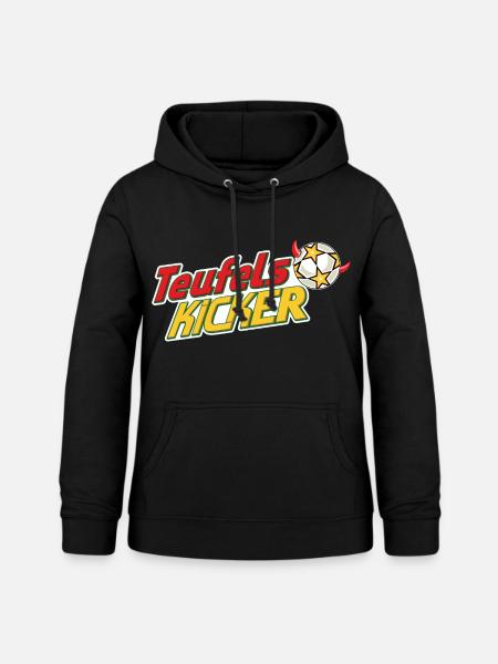 Teufelskicker Logoschriftzug Mit Fußball - Frauen Hoodie - Schwarz