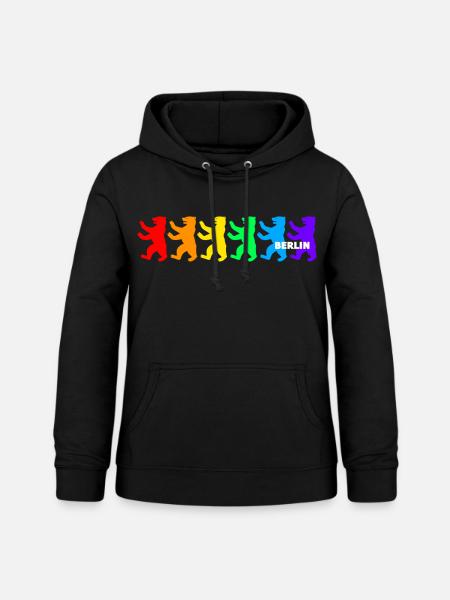 Berliner Bären / Regenbogenfarben - Frauen Hoodie - Schwarz