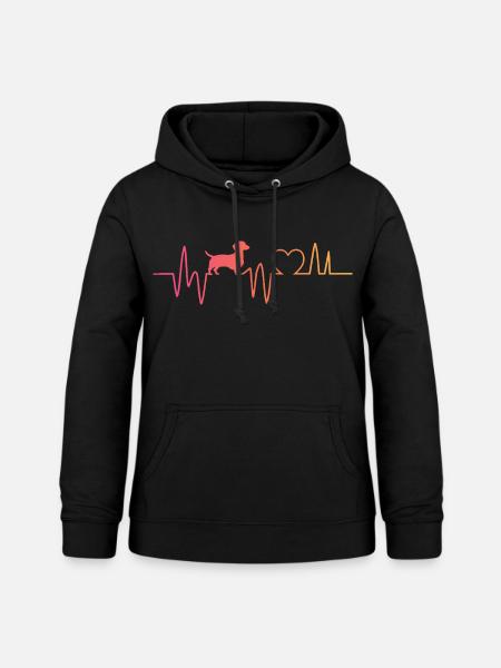 Dackel Herzschlag Dackel - Frauen Hoodie - Schwarz