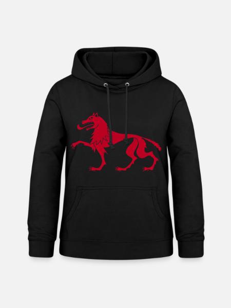 Mittelalterlicher Roter Wolf - Frauen Hoodie - Schwarz