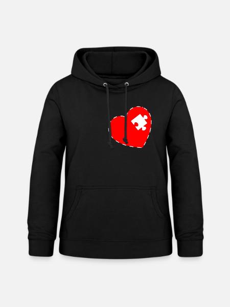 Partie coeur femme puzzle - Sweat à capuche Femme - noir