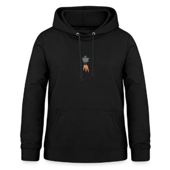 Nostalgischer Karotten Bund als Vintage Zeichnung - Frauen Hoodie - Schwarz - Vorne - AI Model Female 172 light (172cm)