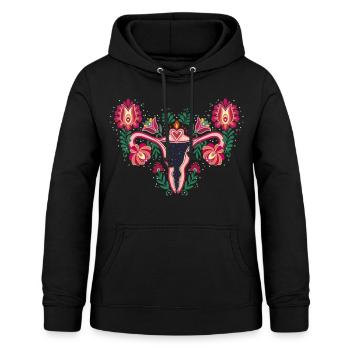 Gebärmutter feministischer Frauenkörper - Frauen Hoodie - Schwarz - Vorne - AI Model Female 172 light (172cm)
