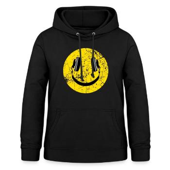 Musik Kopfhörer Smile - Frauen Hoodie - Schwarz - Vorne - AI Model Female 172 light (172cm)