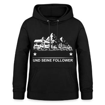 Bergroute mit Followers - Frauen Hoodie - Schwarz - Vorne - AI Model Female 172 light (172cm)
