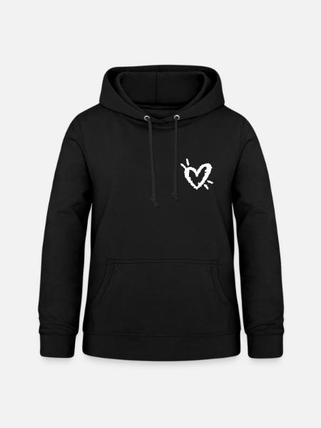 Pinselherz-Skizze - Frauen Hoodie - Schwarz