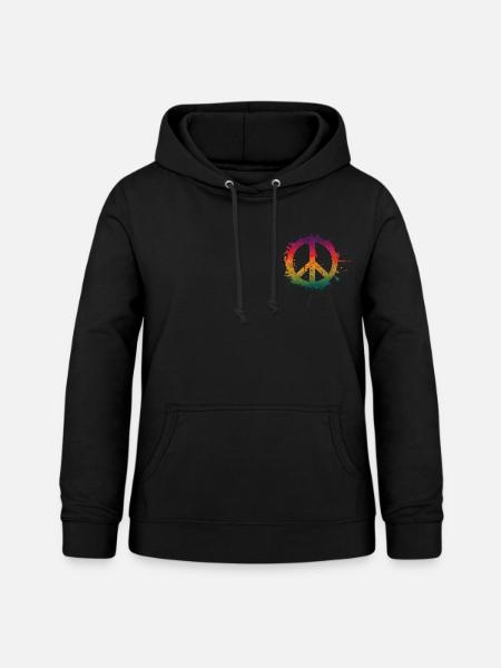 Peace Colored Bio - Frauen Hoodie - Schwarz