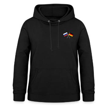 Russland Deutschland gekreuzte Fahne Flagge - Frauen Hoodie - Schwarz - Vorne - AI Model Female 172 light (172cm)