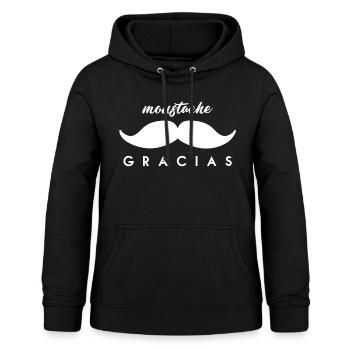 Mouchos (Moustache) Gracias Merci beaucoup Blanc - Sweat à capuche Femme - noir - Devant - AI Model Female 172 light (172cm)