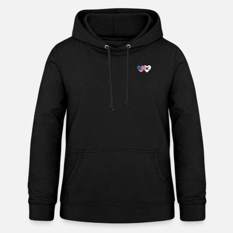 États-Unis, Corée du Sud, Drapeau Coeur - Sweat à capuche Femme - noir