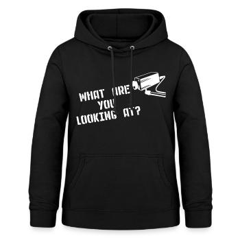 WHAT ARE YOU LOOKING AT CCTV Kamera Street Art - Frauen Hoodie - Schwarz - Vorne - AI Model Female 172 light (172cm)
