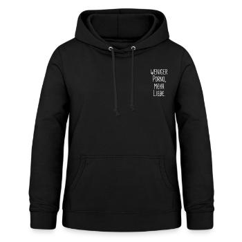 weniger Porno, mehr Liebe. - zurück zur Liebe - Frauen Hoodie - Schwarz - Vorne - AI Model Female 172 light (172cm)