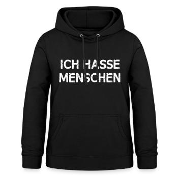 Ich hasse Menschen - Frauen Hoodie - Schwarz - Vorne - AI Model Female 172 light (172cm)