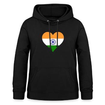 Inde indien drapeau drapeau coeur - Sweat à capuche Femme - noir - Devant - AI Model Female 172 light (172cm)