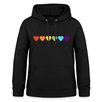 Regenbogen Herzen Stolz - Frauen Hoodie - Schwarz - Vorne - AI Model Female 172 light (172cm)