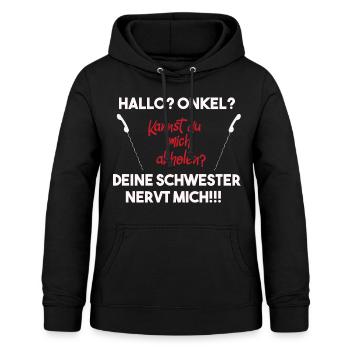 Hallo Onkel, deine Schwester nervt mich! Hilfe! - Frauen Hoodie - Schwarz - Vorne - AI Model Female 172 light (172cm)
