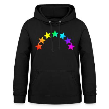 bunte Sterne - Regenbogen Farbverlauf - Frauen Hoodie - Schwarz - Vorne - AI Model Female 172 light (172cm)