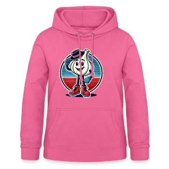 Funny Garlic Cartoon Vintage Sticker - Women's Hoodie - pink - Front - AI Model Female 172 light (172cm)