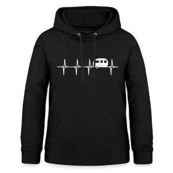 Caravan Herzschlag Geschenk Camping - Frauen Hoodie - Schwarz - Vorne - AI Model Female 172 light (172cm)