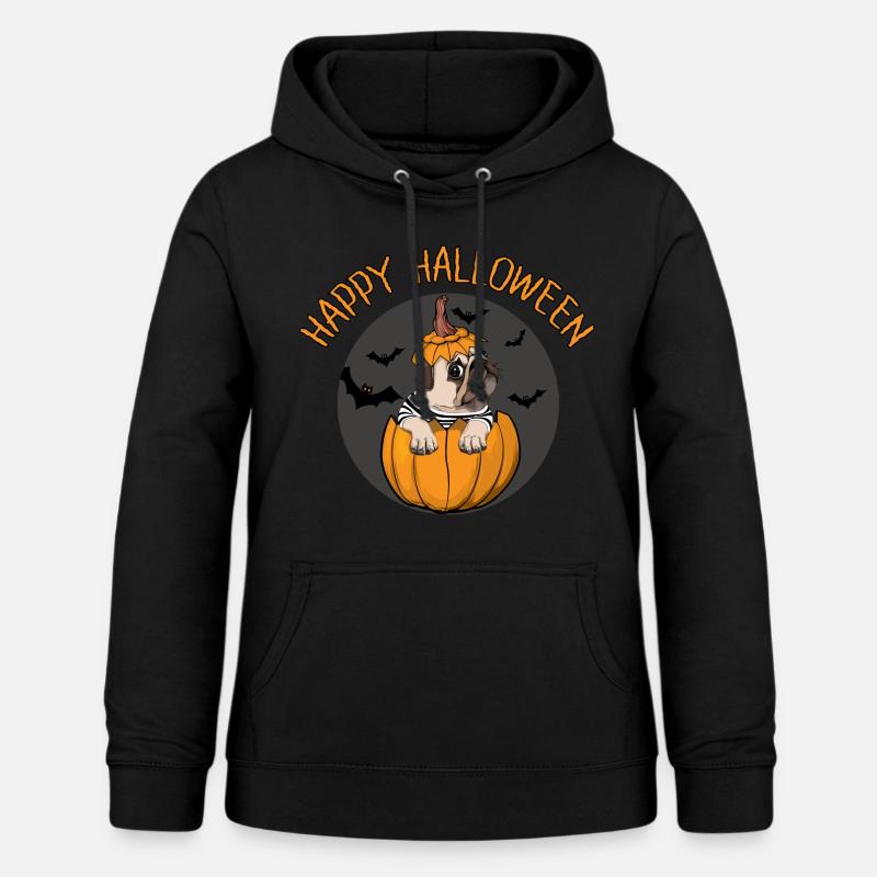 happy Halloween mops - Sweat à capuche Femme - noir