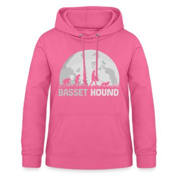 Basset Hound Dog Evolution Moon - Women's Hoodie - pink - Front - AI Model Female 172 light (172cm)