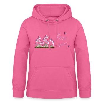 fleurs roses Je t’aime coeur - Sweat à capuche Femme - rose - Devant - AI Model Female 172 light (172cm)