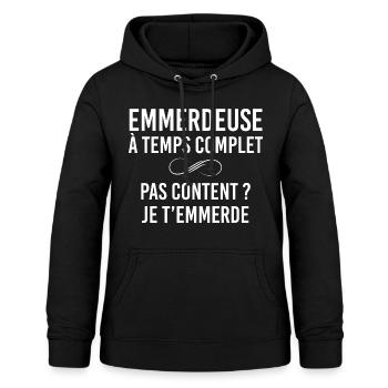 Emmerdeuse A Temps Complet - Sweat à capuche Femme - noir - Devant - AI Model Female 172 light (172cm)