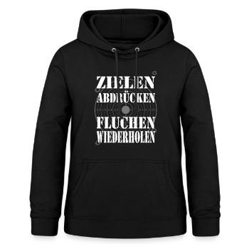 Sportschütze Zielen Abdrücken Fluchen Wiederholen - Frauen Hoodie - Schwarz - Vorne - AI Model Female 172 light (172cm)