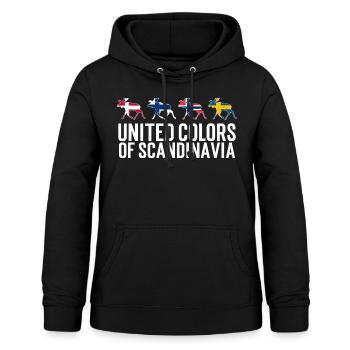 Elch Design mit Skandinavischen Flaggen - Frauen Hoodie - Schwarz - Vorne - AI Model Female 172 light (172cm)