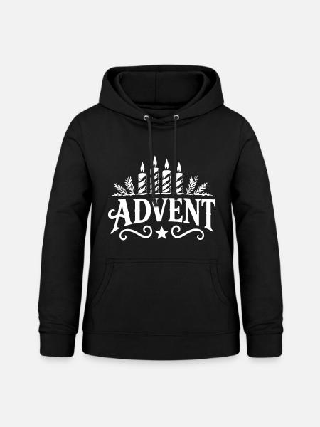 Advent Kerzen Kranz Silhouette - Frauen Hoodie - Schwarz