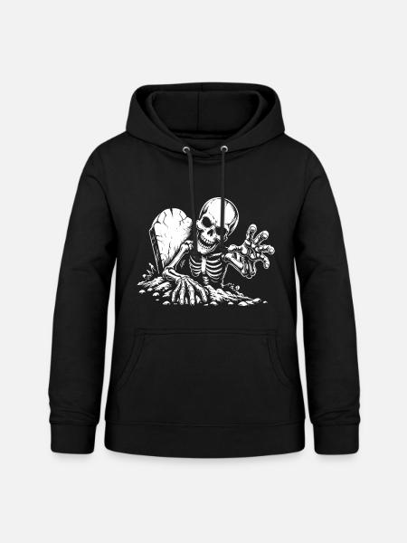 Halloween Skelett Grabstein - Frauen Hoodie - Schwarz