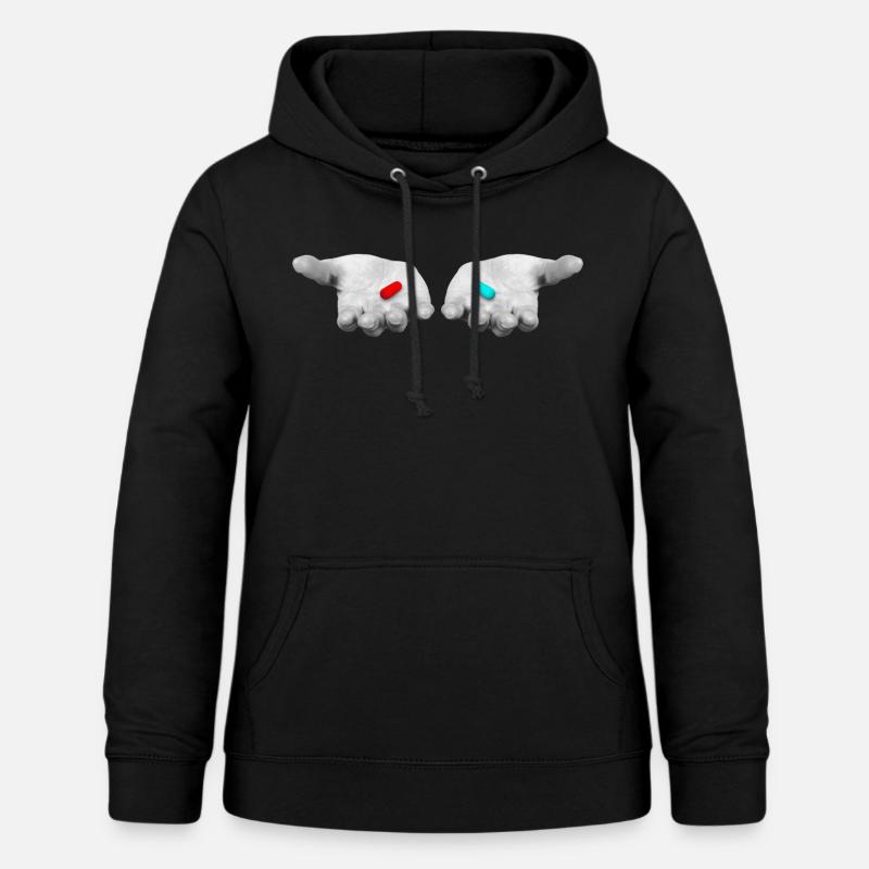 Pilule rouge / pilule bleue - Sweat à capuche Femme - noir