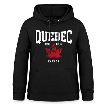 Québec - Sweat à capuche Femme - noir - Devant - AI Model Female 172 light (172cm)