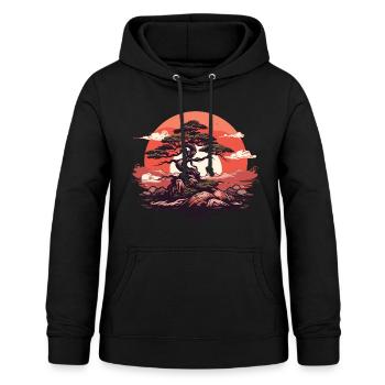 Bonsai Baum Sonnenuntergang - Frauen Hoodie - Schwarz - Vorne - AI Model Female 172 light (172cm)