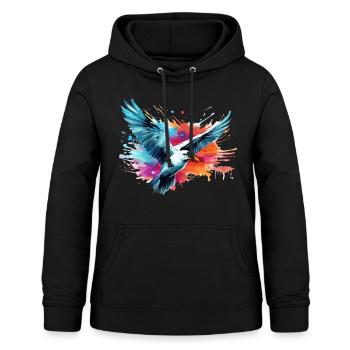 Bunte Möwe Farbkleckse Farbspritzer - Frauen Hoodie - Schwarz - Vorne - AI Model Female 172 light (172cm)