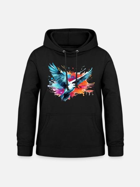 Bunte Möwe Farbkleckse Farbspritzer - Frauen Hoodie - Schwarz