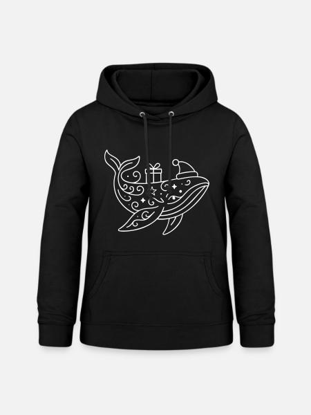 Maritime Weihnachten Wal mit Weihnachtsmütze - Frauen Hoodie - Schwarz
