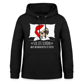 Sex ist schön aber Weihnachten ist öfter Faultier - Frauen Hoodie - Schwarz - Vorne - AI Model Female 172 light (172cm)
