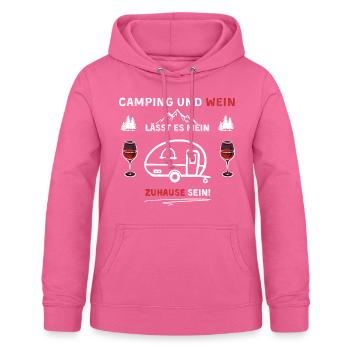 Camping and Wine - Saying - Women's Hoodie - pink - Front - AI Model Female 172 light (172cm)