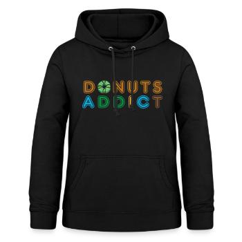 Donuts addict green choco - Women's Hoodie - black - Front - AI Model Female 172 light (172cm)