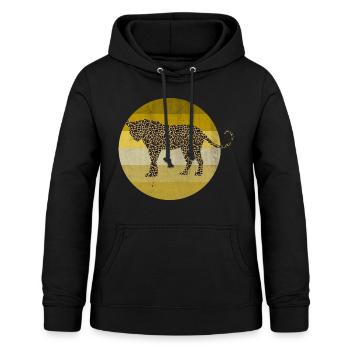 Léopard prédateur chat - Sweat à capuche Femme - noir - Devant - AI Model Female 172 light (172cm)