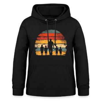 Vatertag Vater mit vier Söhnen retro vintage - Frauen Hoodie - Schwarz - Vorne - AI Model Female 172 light (172cm)