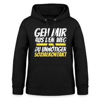 GEH MIR AUS DEM WEG DU UNNÖTIGER SOZIALKONTAKT - Frauen Hoodie - Schwarz - Vorne - AI Model Female 172 light (172cm)