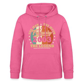 Februar 2003, 20 Jahre Geburtstagskind - Frauen Hoodie - Pink - Vorne - AI Model Female 172 light (172cm)